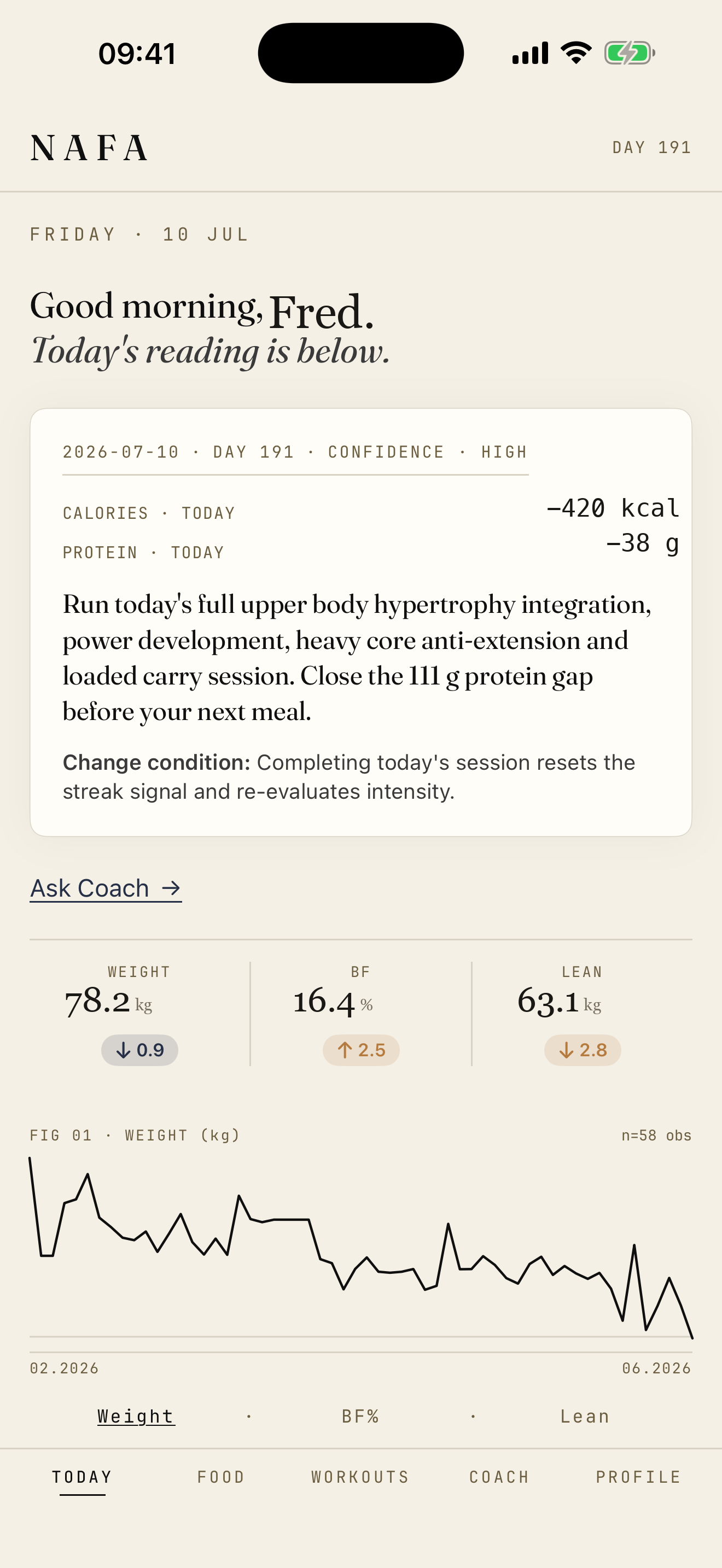 NAFA training and nutrition app